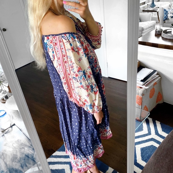 💙 BOHO TRIBAL PRINT DARK BLUE LOOSE DRESS! - Picture 5 of 13